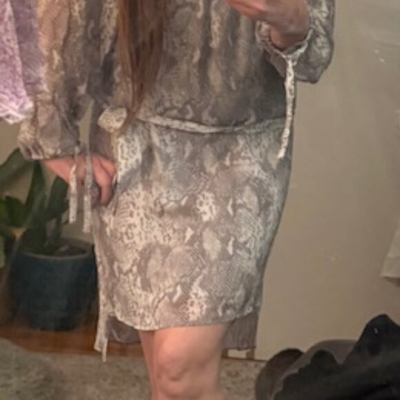 All Saints Snakeskin Print Blouson Dress, Long sleeve, Sz S - Picture 4 of 9